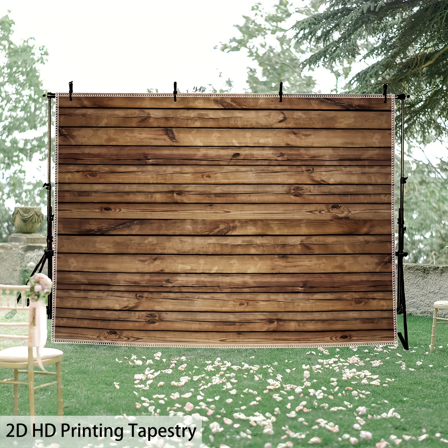 Vintage Landscape Photo Tapestry 2d Log Plank Texture Polyester_voghion.com