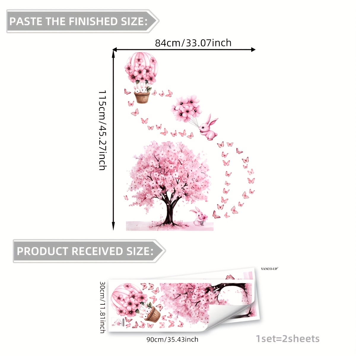 Image of A Set Of 2 Tree Rabbit Wall Stickers Home Decoration Stickers Bedroom Living Room Sofa Entrance Background Decoration