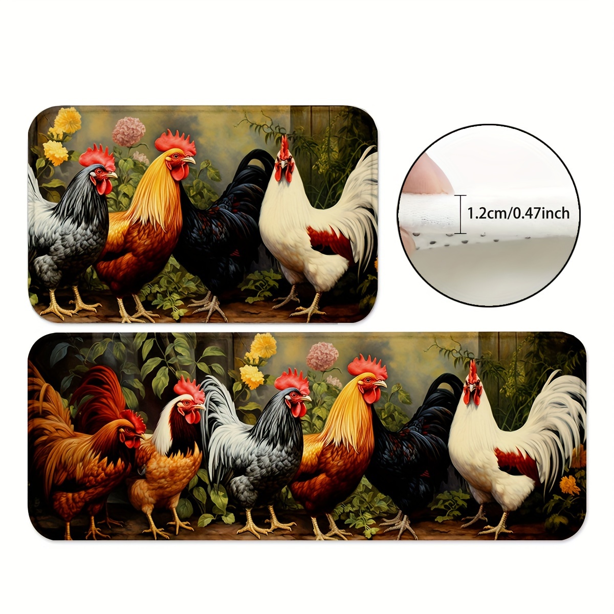 

1/2pcs, Rooster Kitchen Rugs And Mats, Non Skid Washable Absorbent Microfiber Kitchen Mat For Floor, Non-shed, Non-slip, Family & Pet Friendly - Premium Recycled Fibers - Home Decor, Room Decor