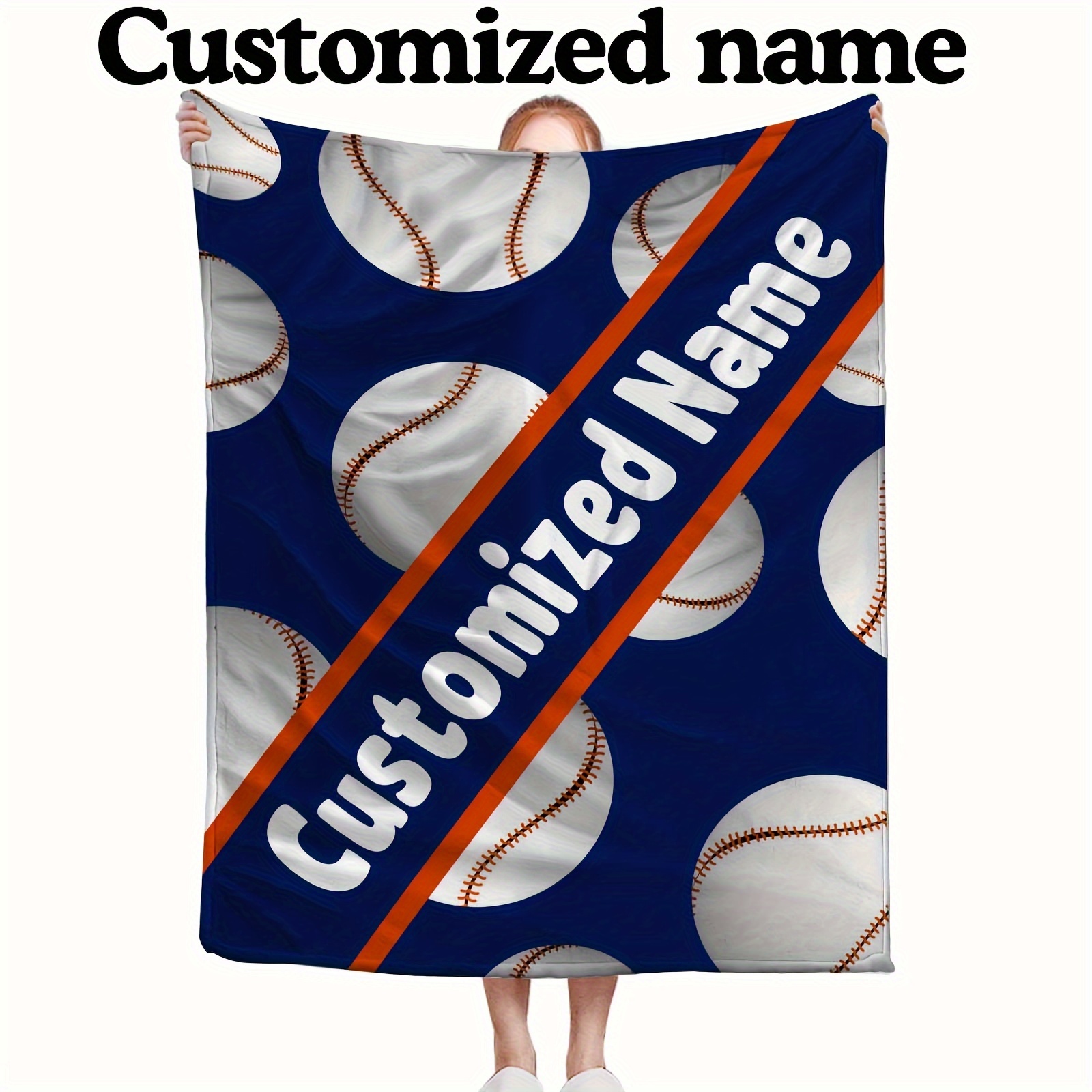 1pc customized name baseball fleece throw blanket personalized sports apparel 3d   reversible   lightweight soft sofa camping travel blanket contemporary style machine washable     fiber cover knitted fabric 250 300  details 3