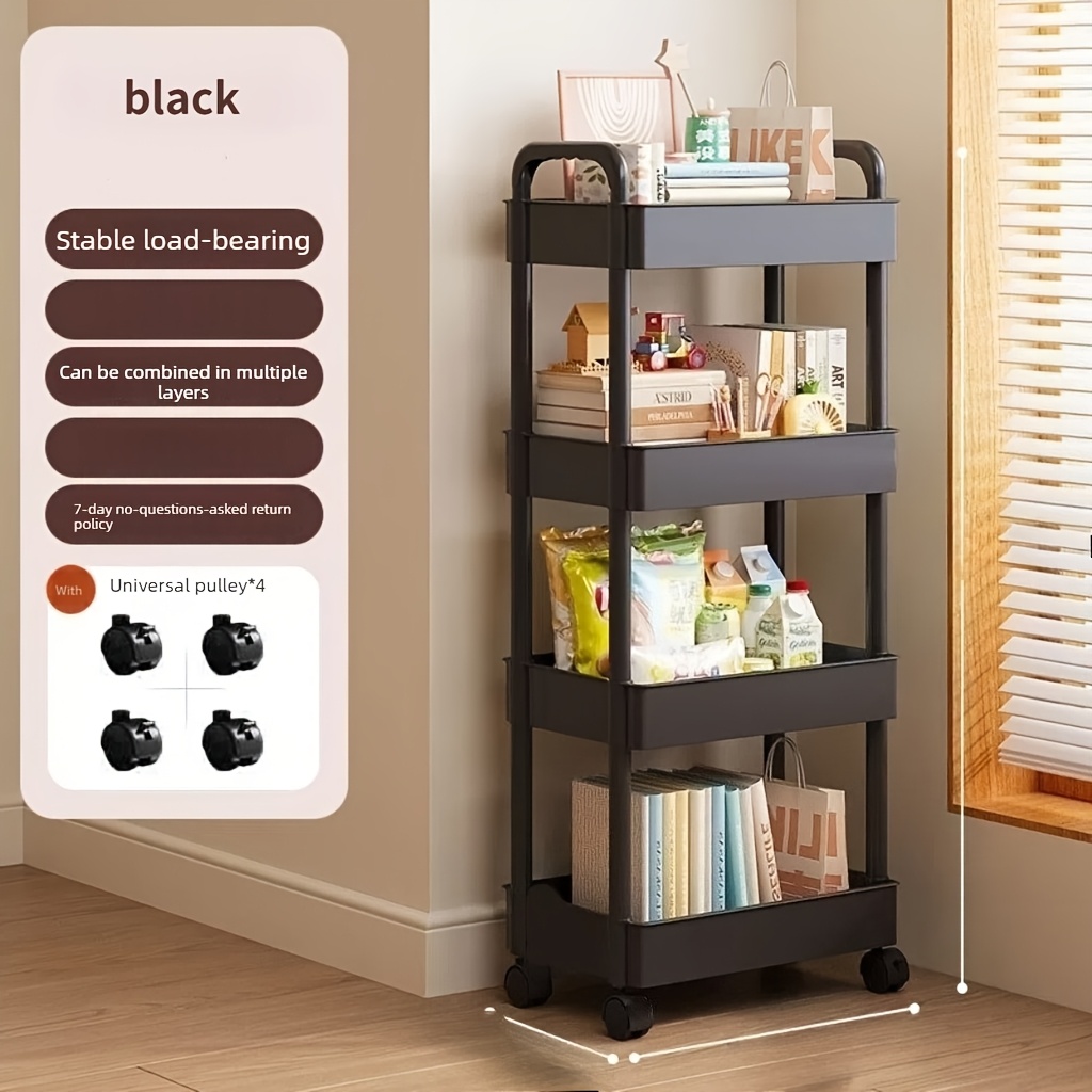 TEMU Chariot de Rangement Mobile Portable - Étagère à Plusieurs Niveaux, Chariot Utilitaire Encombrant Adapté pour Cuisine, Salle de Bain, Chambre et