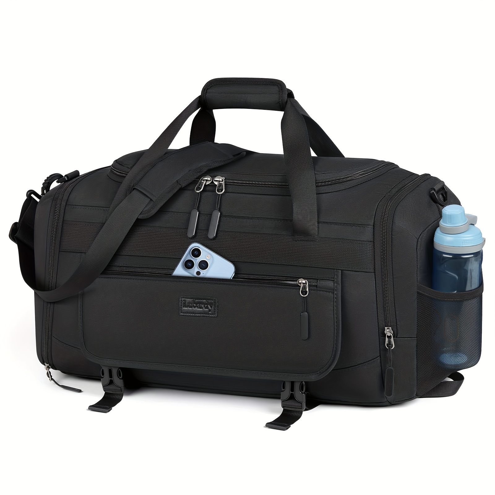 Sports Bag Travel Bag For Men And Women 40l 55l Large Sports Bag With Shoe Compartment & Wet Compartment Training Bag Gym Fitness Bag School Sports Bag Hand Luggage Bag Weekender Bag, Black, Sports