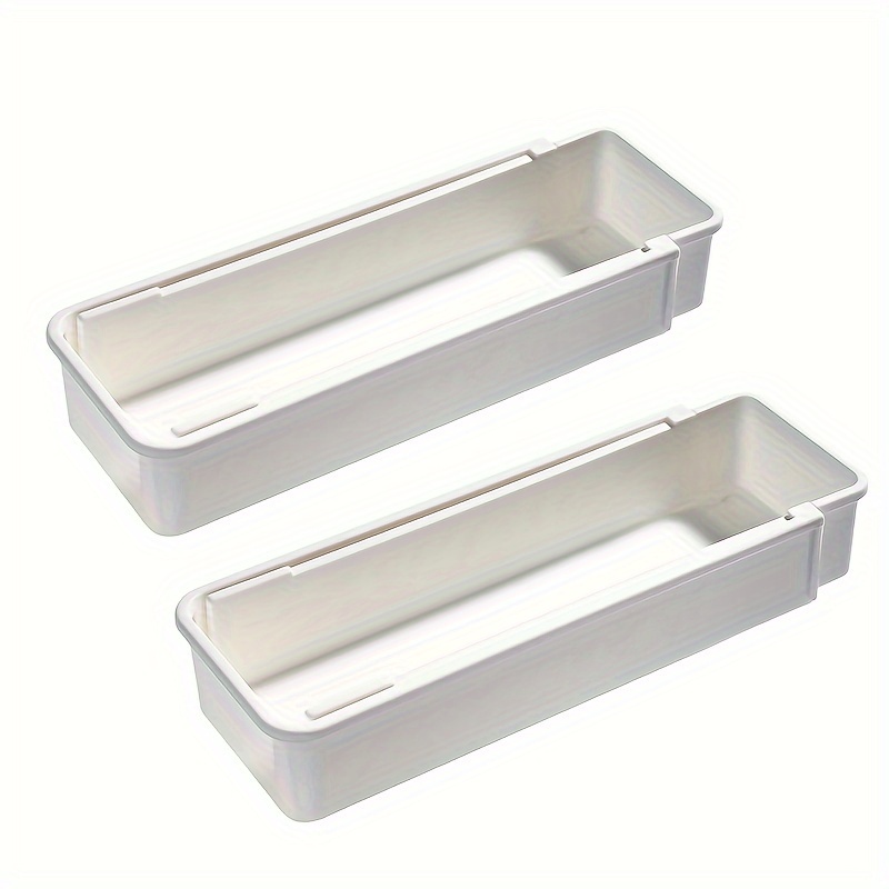 1/2 Retractable Drawer Classification Storage Box, Kitchen Tableware Bowl And Chopstick Divider Storage Box, Stationery Storage Container, For Home, Dormitory And Office