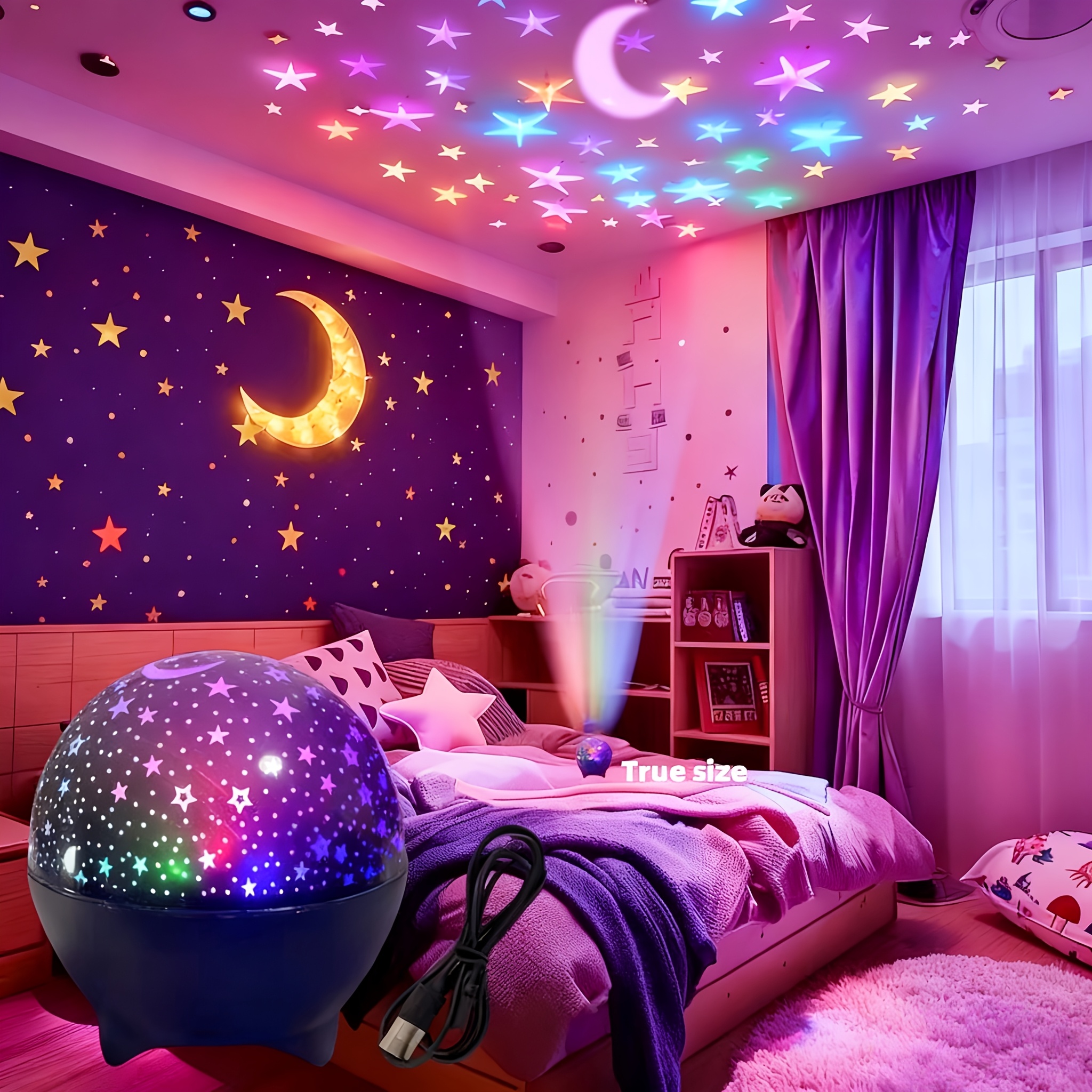 TEMU 1 Rgb Starlight Projector Night Light | Sound-controlled Light, Party Decorative Light, Bedroom Night Light, Atmosphere Light, Ambient Light,