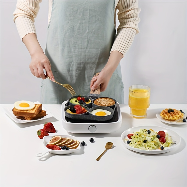 versatile non stick frying pan with 4 sections   dumplings   breakfast induction compatible details 5