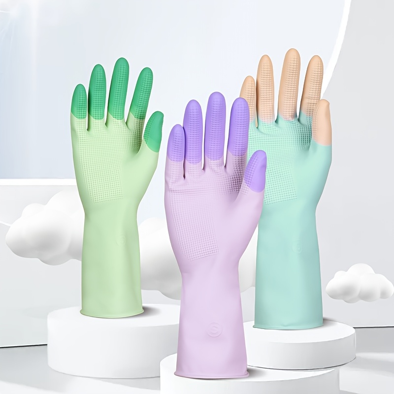 3 Pairs, Home Cleaning Gloves, Kitchen Dishwashing Gloves, Non-slip Housework Gloves, Suitable For Small Hands, Flexible Operation, High Elasticity, Laundry Gloves, Cleaning Supplies, Cleaning Tools