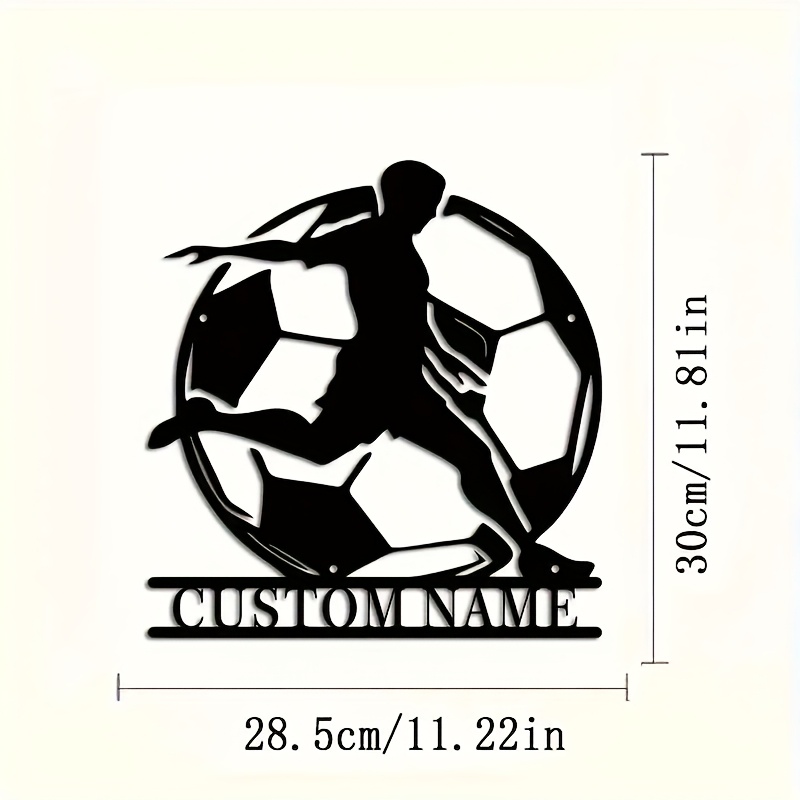 E-shop Einzigartige Fußballspieler Metall Wandkunst - Personalisierte Fußball Fan , Moderner Stil, Ideales Geschenk für Jungen und Mädchen, für