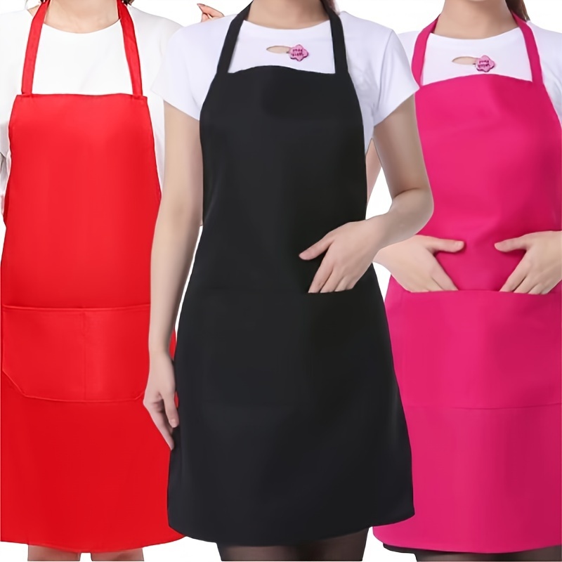 

Essential, Polyester Apron With Pockets - Waterproof, Solid Color For Cooking, Chefs, , Bbq & Hairdressing - Kitchen & Restaurant Workwear, Plus Size Apron