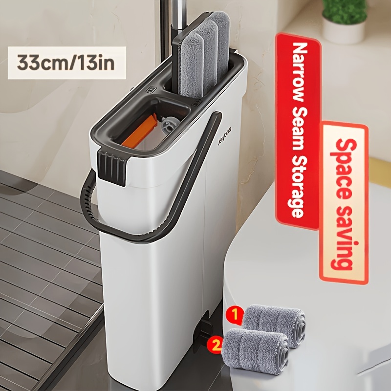 TEMU 1 Ensemble, Balai et Seau avec 2 Lingettes/6 Lingettes, Outil de Nettoyage de Sol Ménager, Convient pour Salon, Chambre, Cuisine, Salle de Bain,