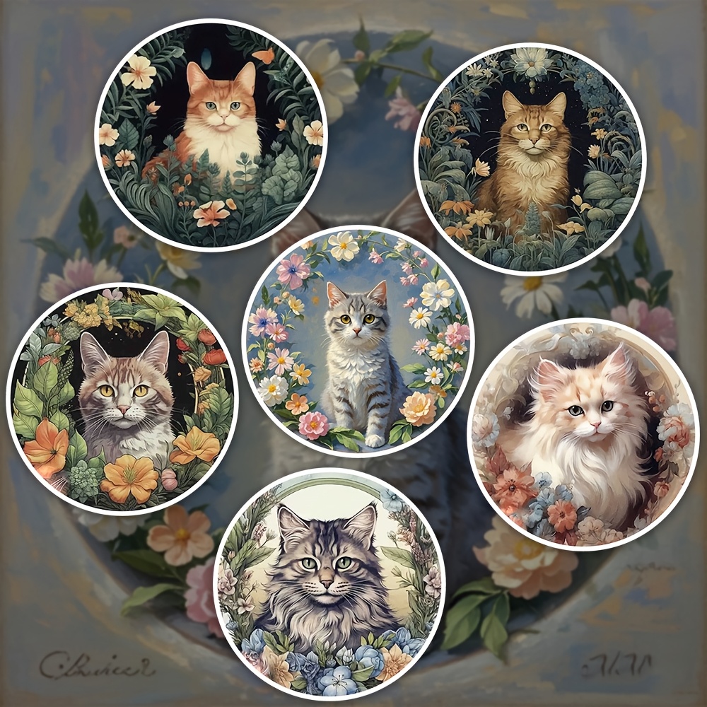 

6pcs Cat-themed Diamond Painting Coaster Set - Round Diamond Art Diy Kit For Beginners, Craft Supplies, Cup Mats