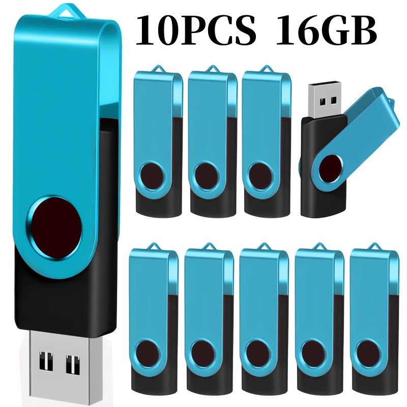 TEMU 10 stuks Lichtblauwe USB 2.0 Flashdrives, Hoge Snelheid Draaibare Geheugensticks, 128MB/256MB/512MB/4GB/16GB Capaciteit, Ideaal voor Desktop &