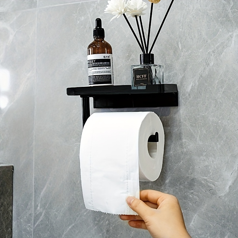 TEMU 1 soporte de pared para papel higiénico de baño, estante de almacenamiento multifuncional, estante, adecuado para papel higiénico, toallas,