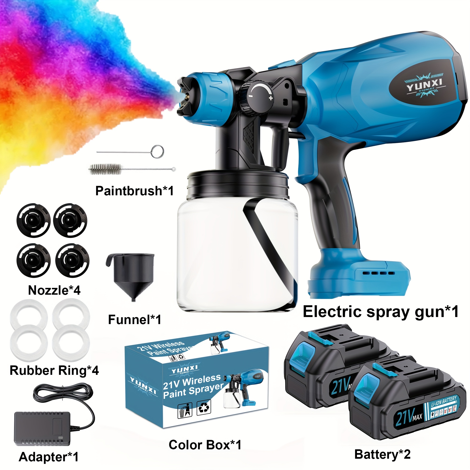 TEMU Spray Paint Gun, Spray Paint Gun, Adjustable Flow Rate, 2 Nozzles, Interchangeable And Easy To Clean, Compatible With Varnish, Suitable For