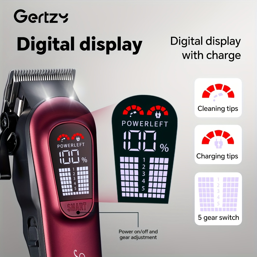 [Cadeau de fête idéal] 2 pièces Kit professionnel de coupe pour barbe et cheveux pour hommes - Tondeuse avec écran LED, kit de coupe de précision, rechargeable par USB, adapté aux familles, équipé de plusieurs peignes limiteurs, réglage 5 vitesses, kit de beauté pour hommes, cadeau de fête idéal