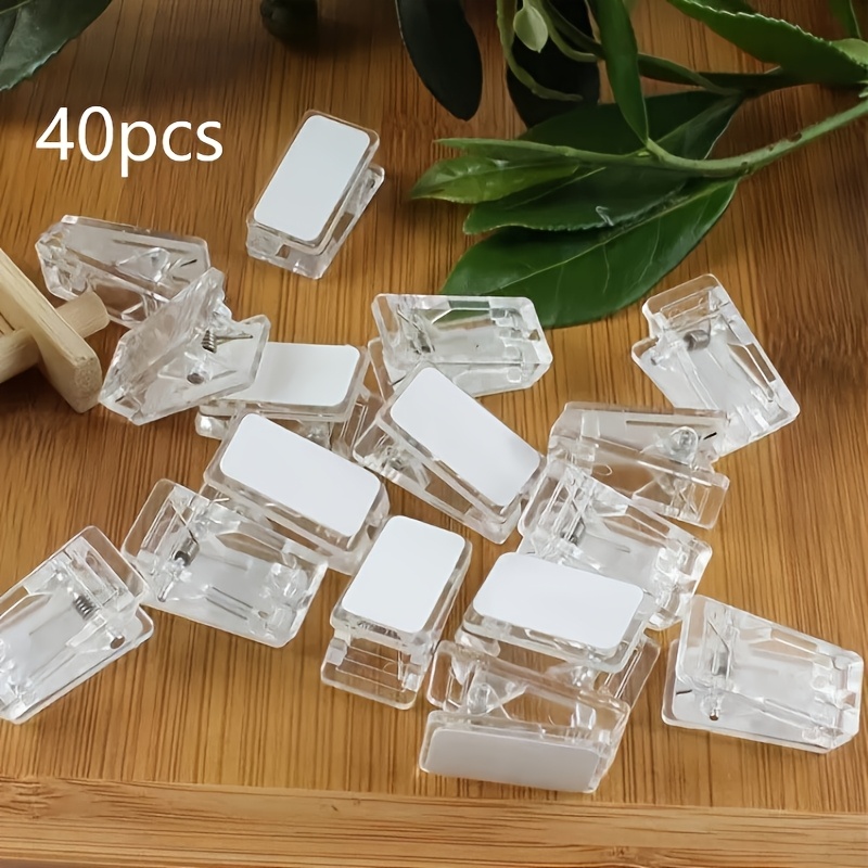 TEMU 20/40 Self-adhesive Clips, Wall Tapestry Clips, Plastic Adhesive Clips, Small Hanging Spring Clips, Double-sided Adhesive Spring Clips, For