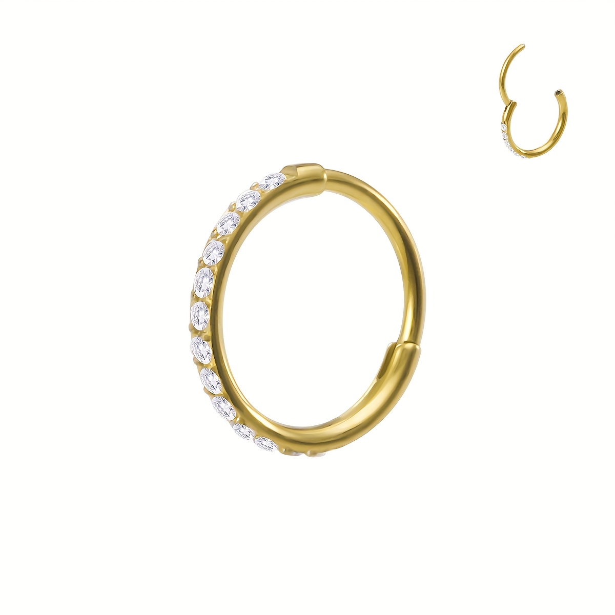 Synthetic Zirconia Hinged Nose Ring, Vintage Style for Daily Wear