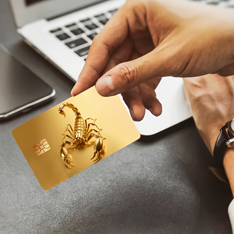 Metallic Scorpion Pattern Credit Card Sticker - Durable PVC, Non-Braided, Simple Style for Men's Fashion Accessories, Ideal for Bank Cards, Debit Cards, and Room Key Cards, Stylish Card Accessory|Bold Design|Durable PVC Material, Scorpion Decor