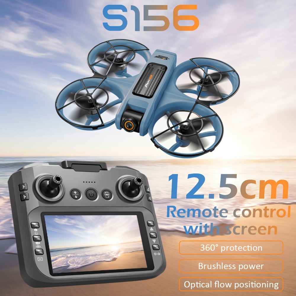 Drone S156 z podwójnymi kamerami, pilotem z dużym ekranem, silnikiem bezszczotkowym - mocna wydajność, optyczne pozycjonowanie przepływu - stabilniejszy lot, podwójne kamery z trybem regulacji kąta elektrycznego, kadłub z diodami LED, 360° ochrona antykolizjowa - dron dla początkujących, prezent na święta i urodziny