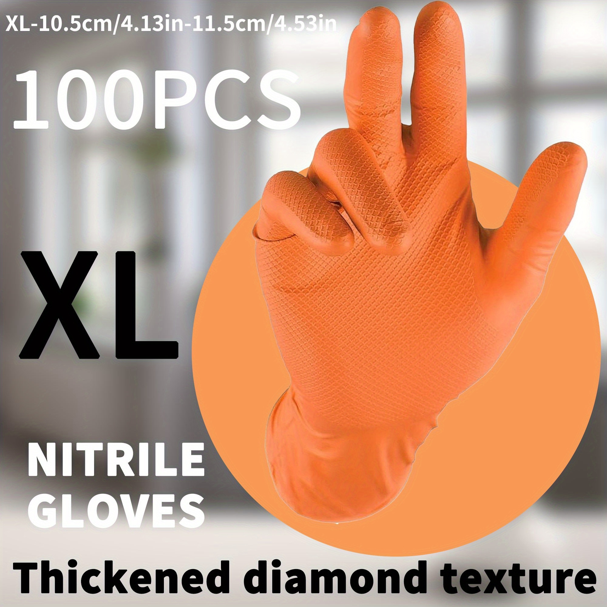 E-shop 100 Stück, Größe XL/L/M/S, dicke Nitrilhandschuhe, Haushalts-Nitrilhandschuhe, Einweg-Nitrilhandschuhe mit Rautenstruktur, geeignet für Küche,