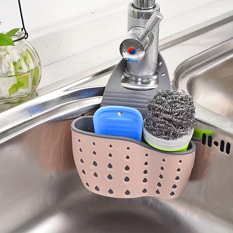 1pc sink sponge holder sink organizer storage box hangable multifunctional drain adjustable shoulder strap kitchen sink sponge holder and kitchen bathroom faucet hanging basket storage kitchen supplies details 1