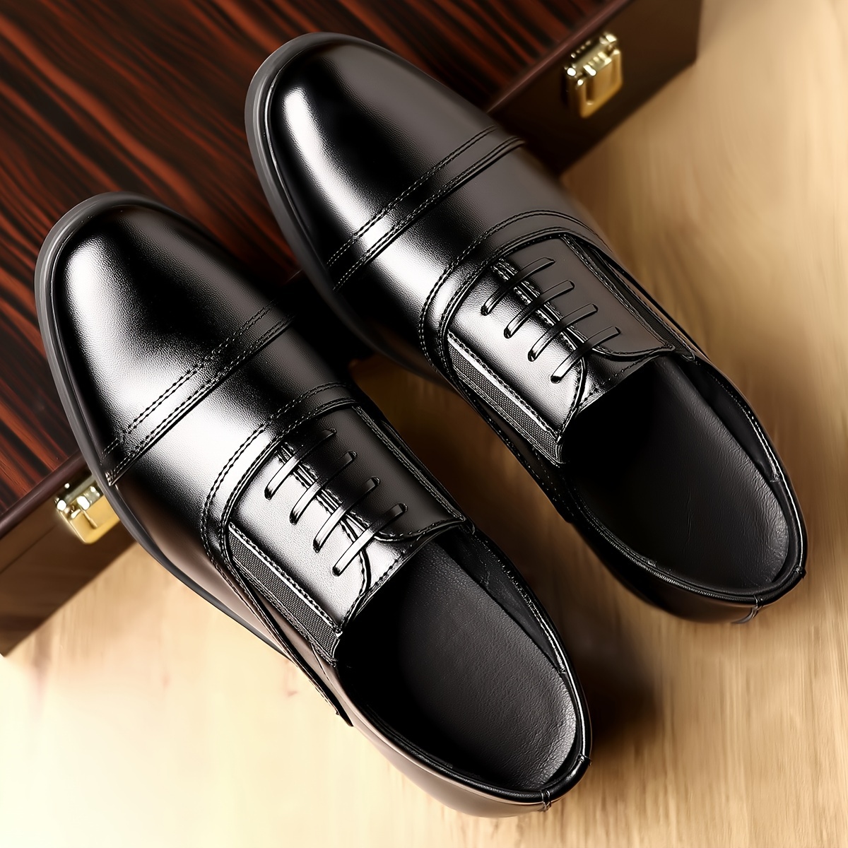 Plus Size Men's Trendy Cap Toe Oxford Shoes, Comfy Non Slip Lace Up Rubber Sole Durable Formal Shoes, Men's Footwear