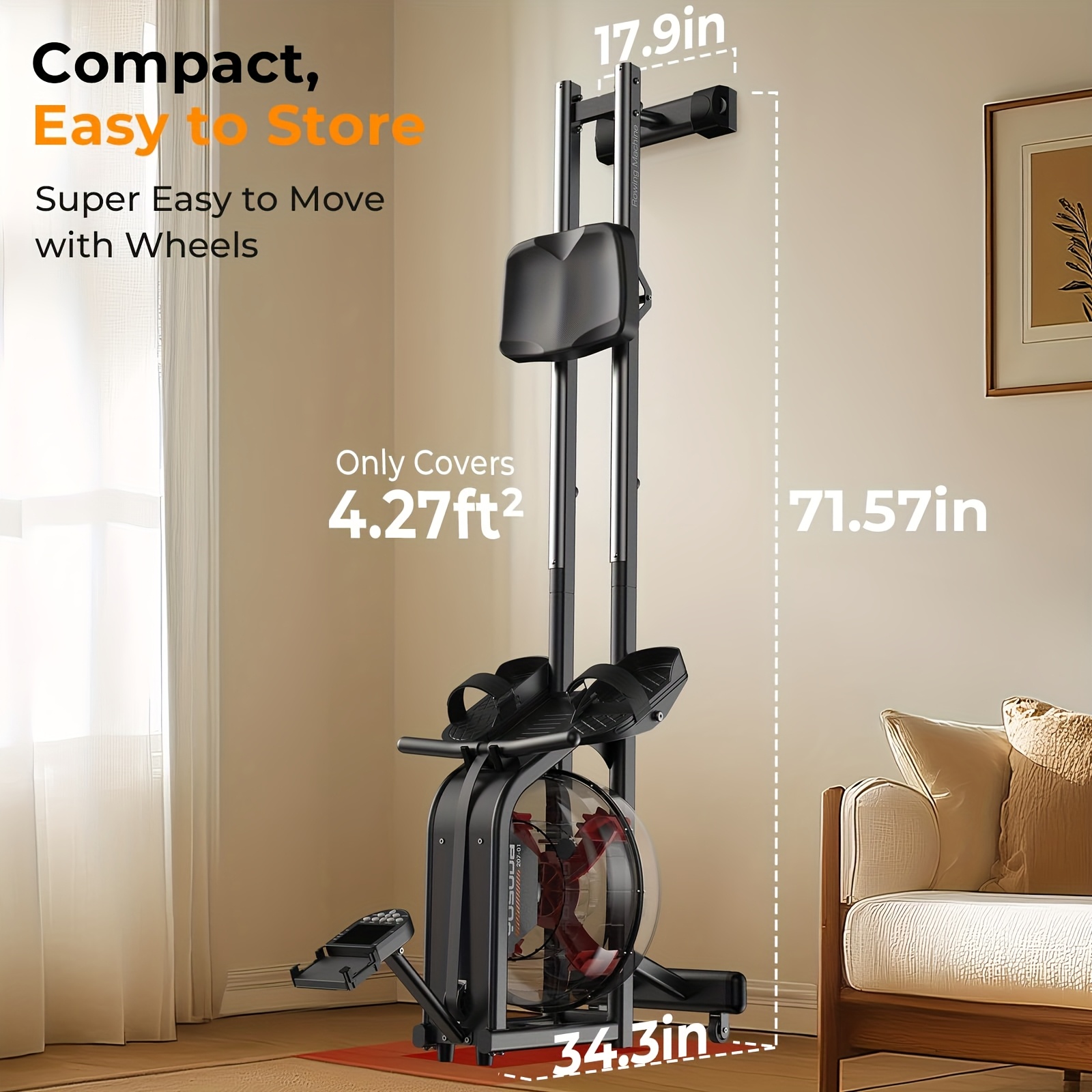 [Magnetic Rowing Machine] SRIFY Heavy-Duty Full-Body Magnetic Rowing Machine - Silent Glide Technology, Comfortable Padding, Foldable Frame - 350LBS Weight Capacity For Home Gym Workouts, Compact Design, Full-Body Training, No Battery