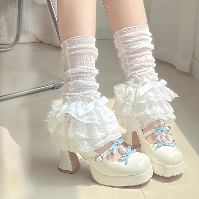 TEMU 1 Pair Bowknot Ballet-style Internet-famous Thin Fabric Sun-protection Sock Covers