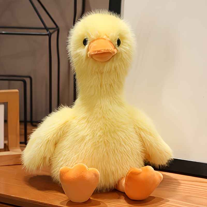 TEMU 13in Cute Duck Plush Stuffed Animal Toy - Super Soft Cartoon Stuffed Animal Toys With Yellow Pink White And Black, Durable Plush Material For