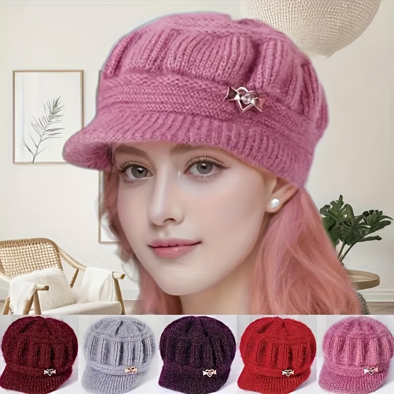 1pc womens beanie hat thickened winter cap brim breathable Temu - Main Image