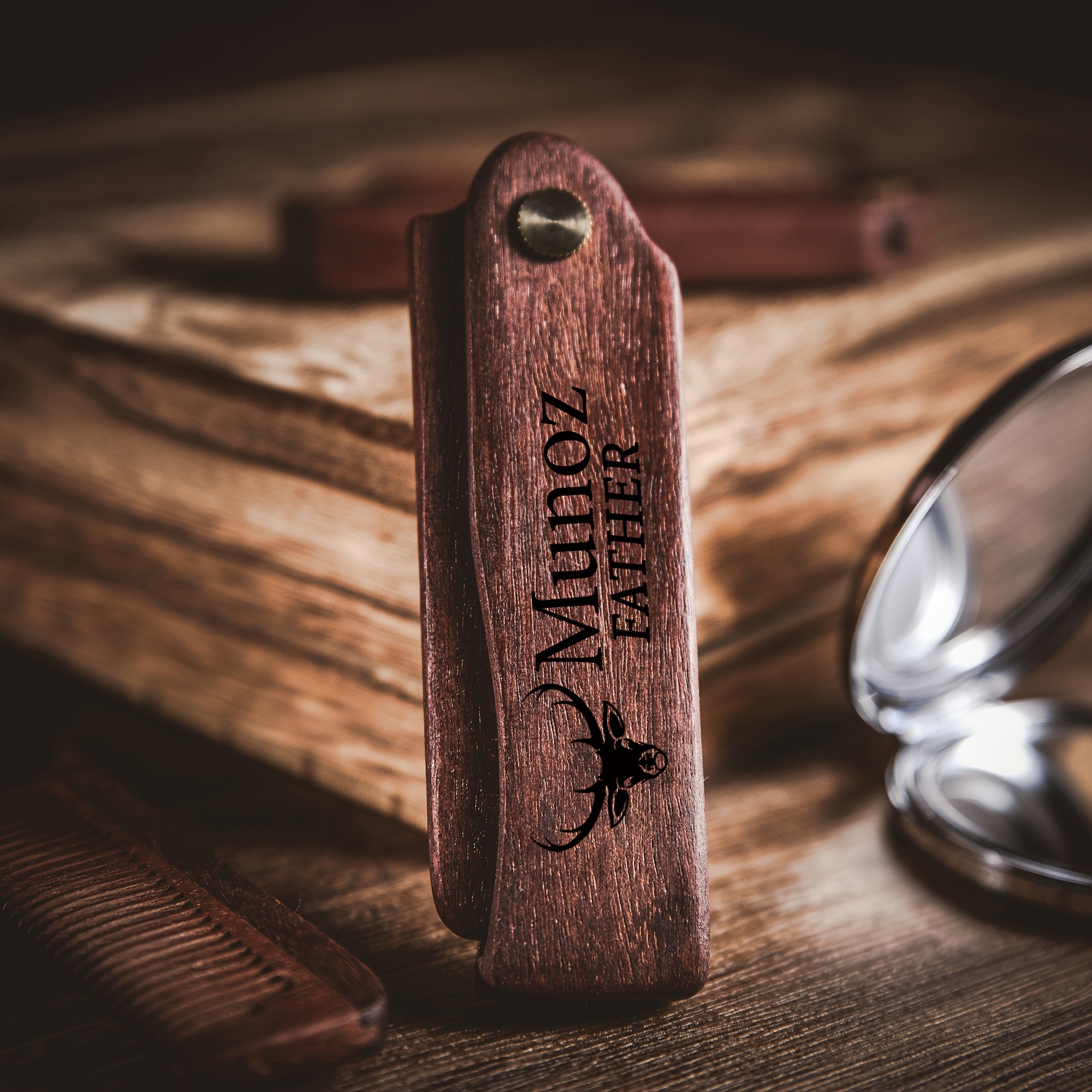 TEMU Premium Wooden Beard Comb - Compact, No-power Needed, Shaving & Hair Removal