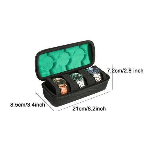 nylon watch box case portable travel watch protector black rectangle watch storage with suede interior shock absorbing pillows for 3 watches ideal for thanksgiving christmas halloween