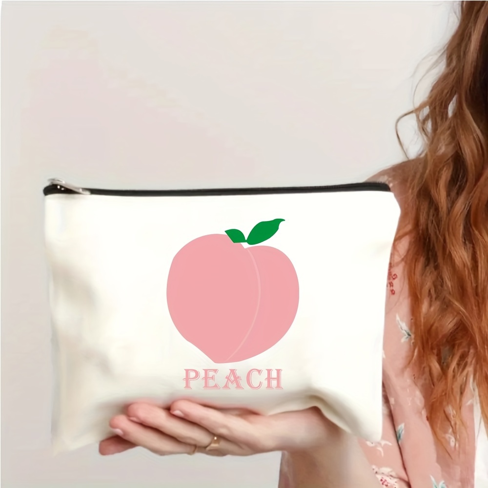 

Peach Pattern Cosmetic Bag Makeup Bag Cute Travel Bag, Lightweight Makeup Organizer For Travel Essentials