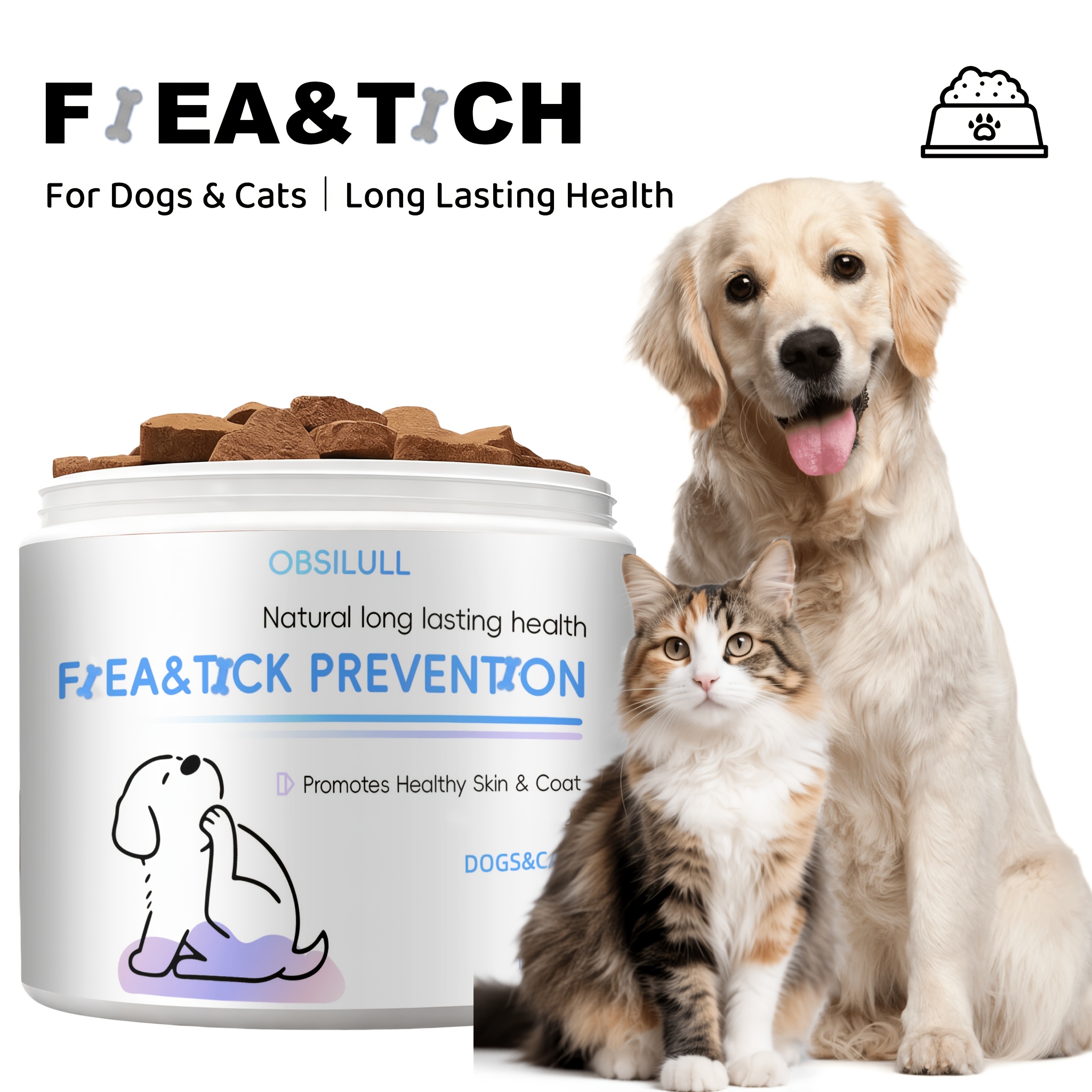 Obsilull Pet Skin & Coat 130 Count, 200g Supports Healthy Fur & For , All Breeds & Sizes Easy To , Gentle Formula For Seasonal
