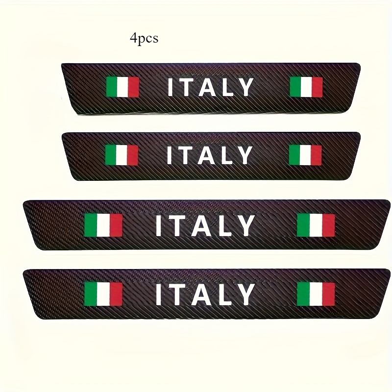 TEMU 1pc/4pcs5pcs Italy Flag Carbon Fiber Car Door Sill Protector Decoration Entry Guard Scraper Film For Car, Truck, Suv Front/rear Door