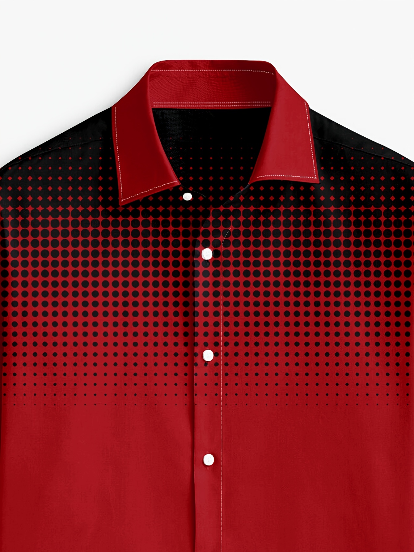 Men's Casual Long Sleeve Button-Up Shirt - Gradient Blue to Gray Print, Polyester, Machine Washable, Classic Collar, Comfort Fit for Spring/Fall