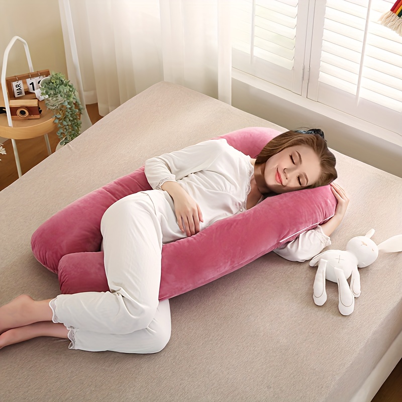 Pregnancy Pillow with Lumbar Support, Side Sleeping Pillow, Belly Support, Specialized Tool for Side Sleeping, U-Shaped Body Pillow, Leg Wedge Pillow for Pregnancy, New Crystal Velvet YG2348 U-Shaped Pregnancy Pillow, Side Sleeping Belly Support