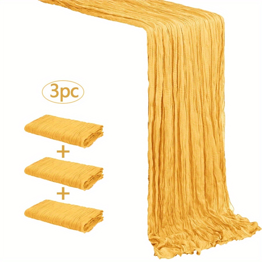 E-shop 3 Stück Gelbe Käsetuch-Tischläufer Boho-Stoff Tischtuch – für Hochzeiten, Geburtstage, Kinderpartys und Dekoration