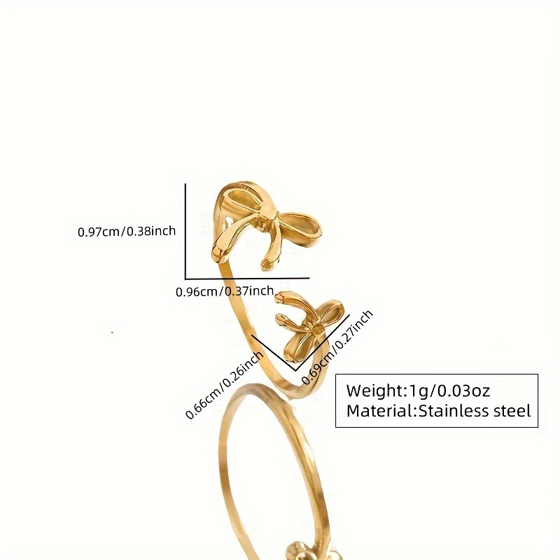 18K Golden Plated Bowknot Ring for Women