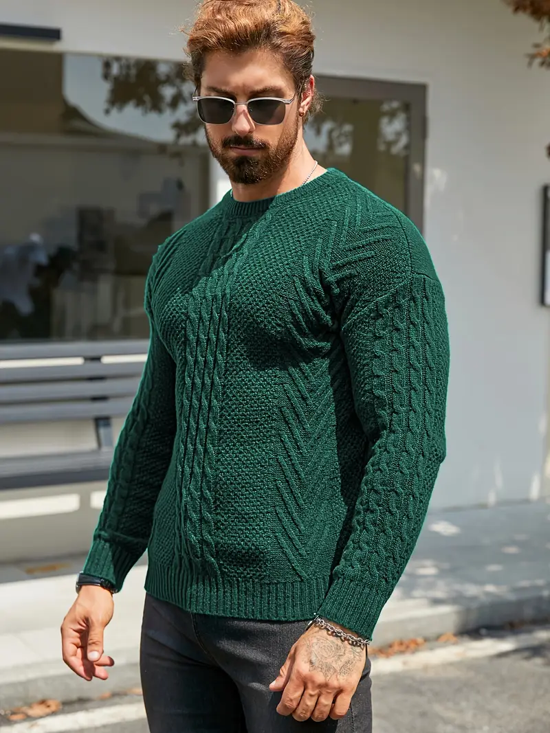 mens winter warm knit sweater soft round neck long sleeve casual pullover solid color beige navy machine washable thick sweater jacket for cold weather office casual attire Product details 62