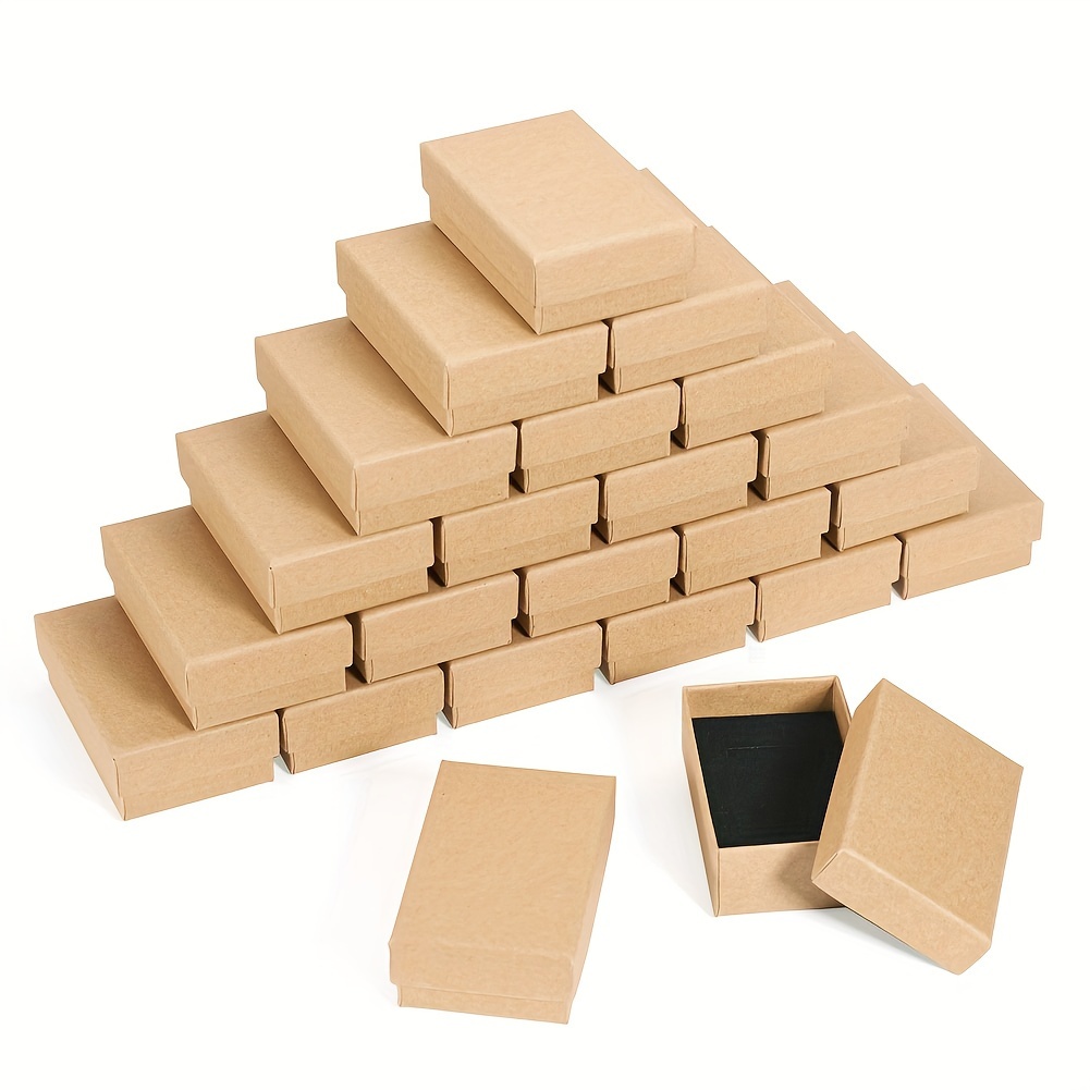 

24pcs 8x5x2.5cm Rectangular Tan Cardboard Jewelry Boxes For Rings, Necklaces,jewelry Making Display & Packaging Supplies,beading&jewelry Making