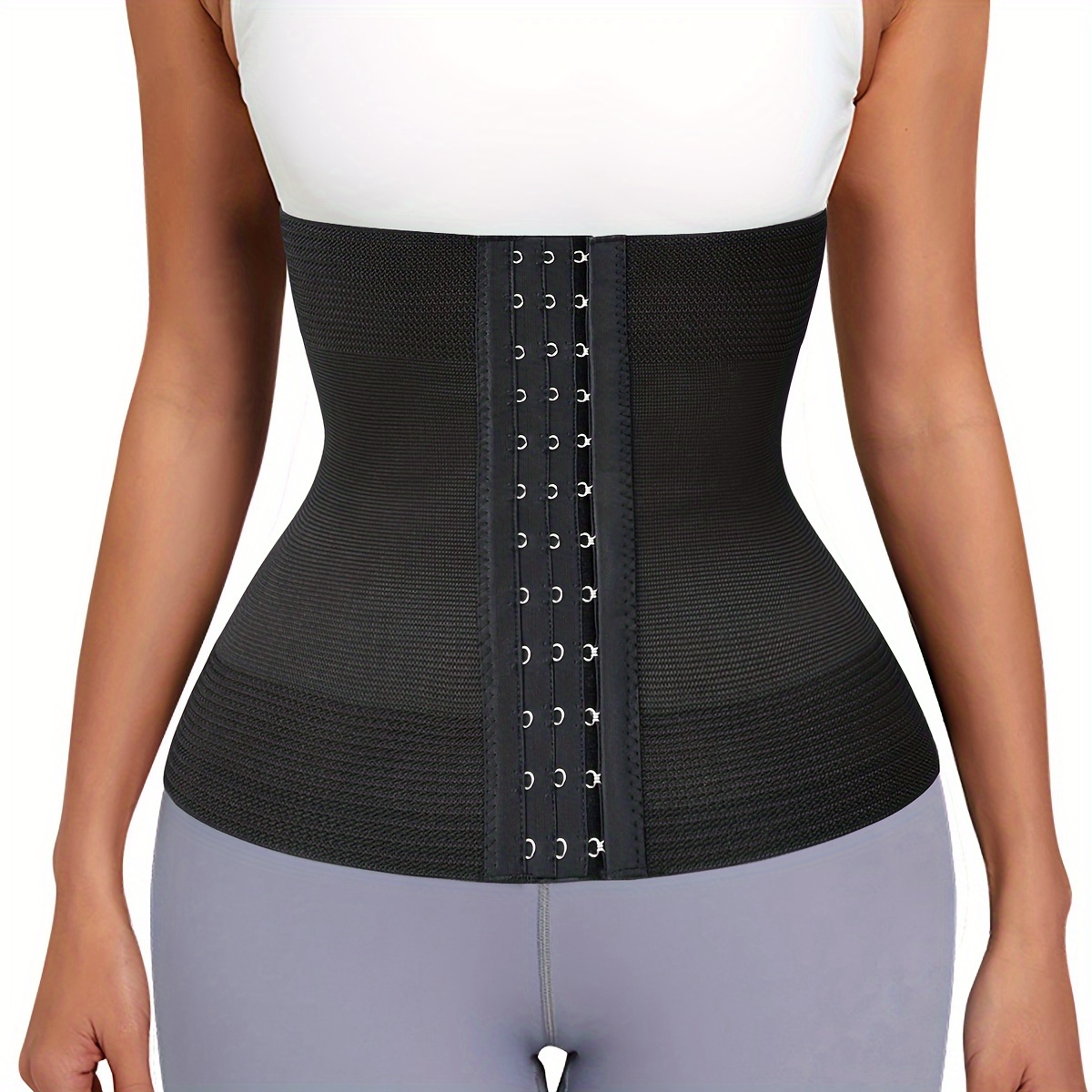 

1pc Waist Cincher Corset, Breathable Waist Trainer Belt, Slimming Tummy Wrap, Postpartum Recovery Shapewear, Adjustable Hook-and-eye Closure, Black - Available In Multiple Sizes