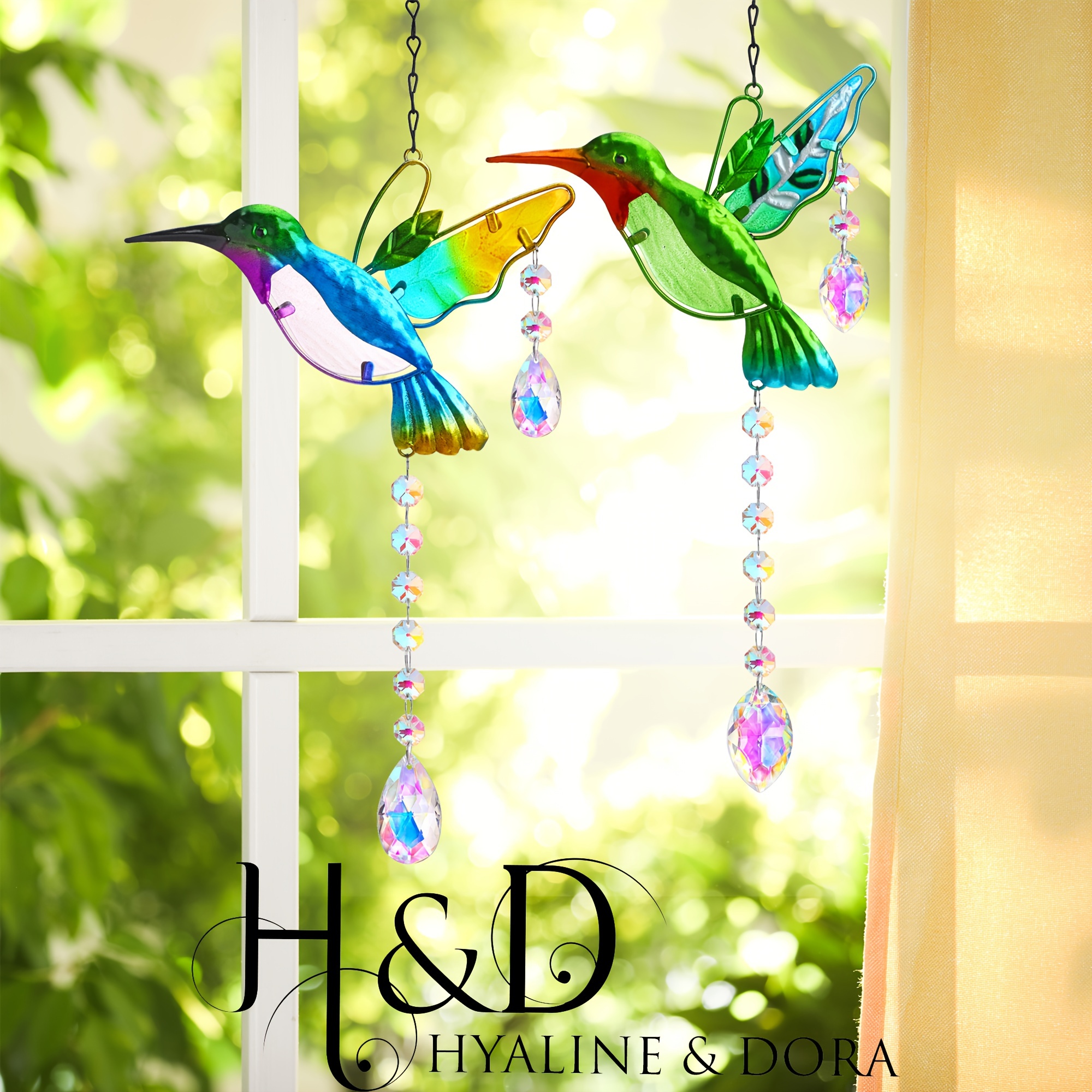 

H&d & 2pcs Stained Suncatchers Hanging Ornaments Decoration