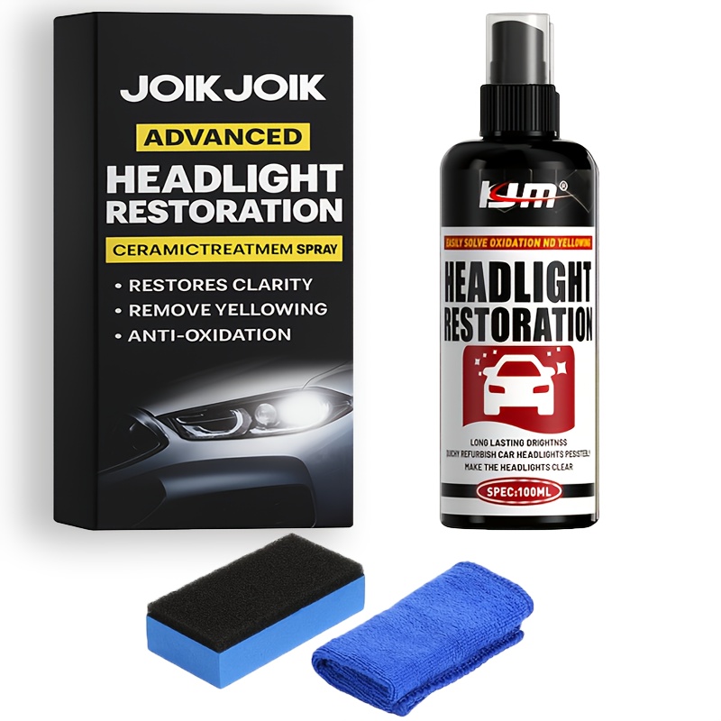 TEMU High-performance Ceramic Headlight Renewal - Discoloration Eliminator, , Mist & Oxidation Fix Spray, & Brightness For All Car Headlights