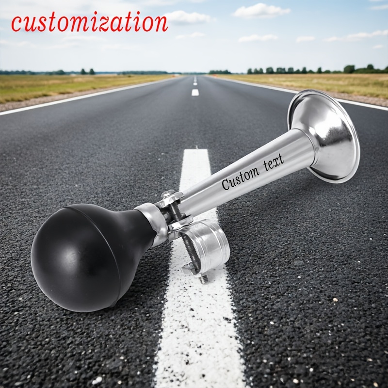 TEMU Custom Vintage Bike Bulb Horn, Personalized Metal Air Horn With Engraved Name, Loud Safety Warning For Mtb Road Bicycle, Retro Cycling Additions