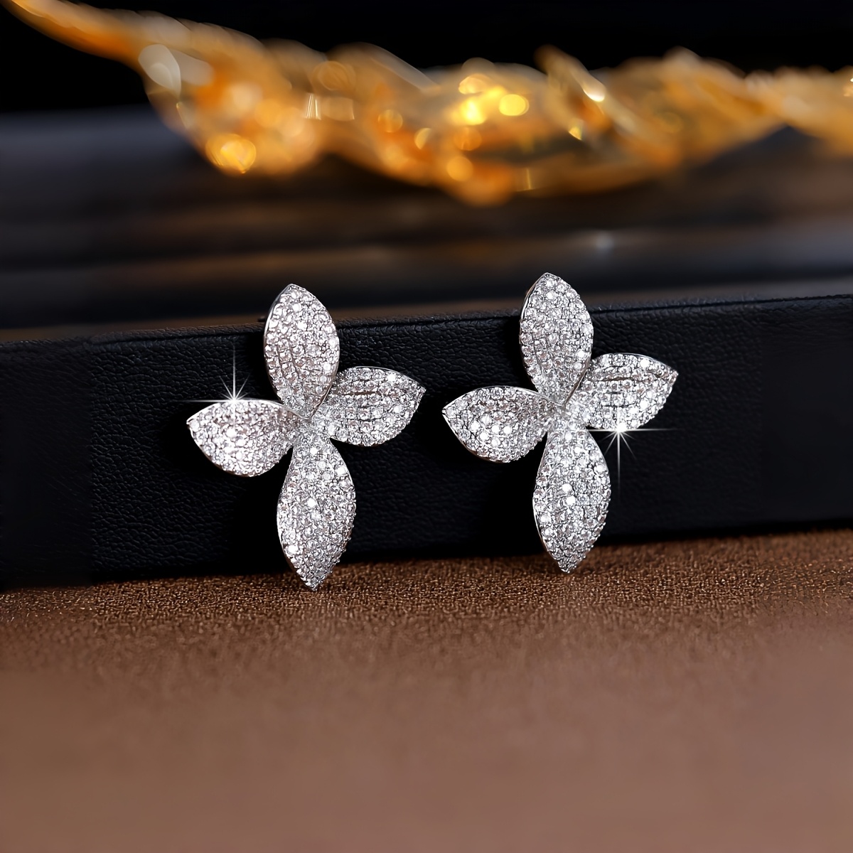 TEMU 2pcs Floral Earrings, Sparkling Earrings, Unique Women's Accessories