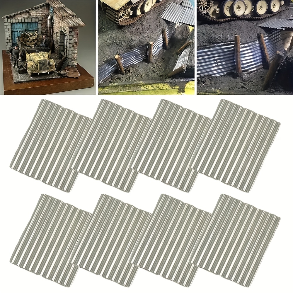 

4pcs/8pcs Micro Landscape Building 1/35 Scale Mini Corrugated Steel Shed Landscape Sand Table Scene Model