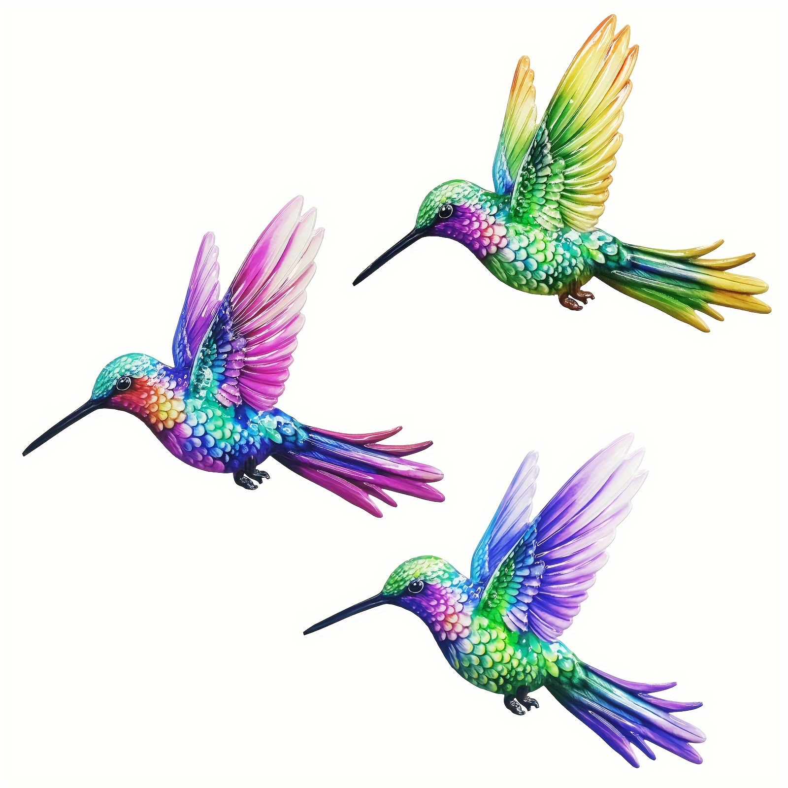 

1 Set Of 3 Metal Hummingbird Wall Decorations, Outdoor Garden Decoration, Creative Metal Crafts