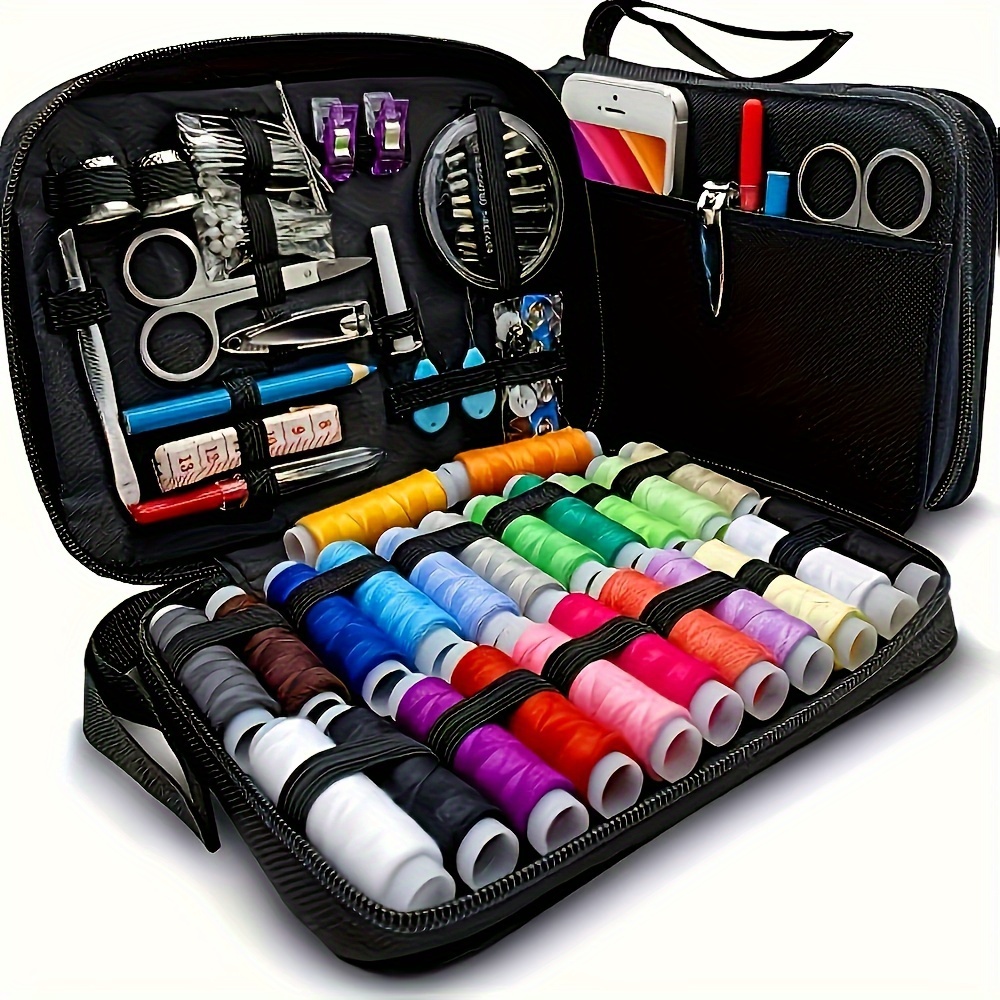 

Kit de couture de luxe avec plus de 100 accessoires de couture : Comprend 24 couleurs de fil, des kits d'aiguilles pour réparations et un mini kit de couture de voyage de base pour toutes .