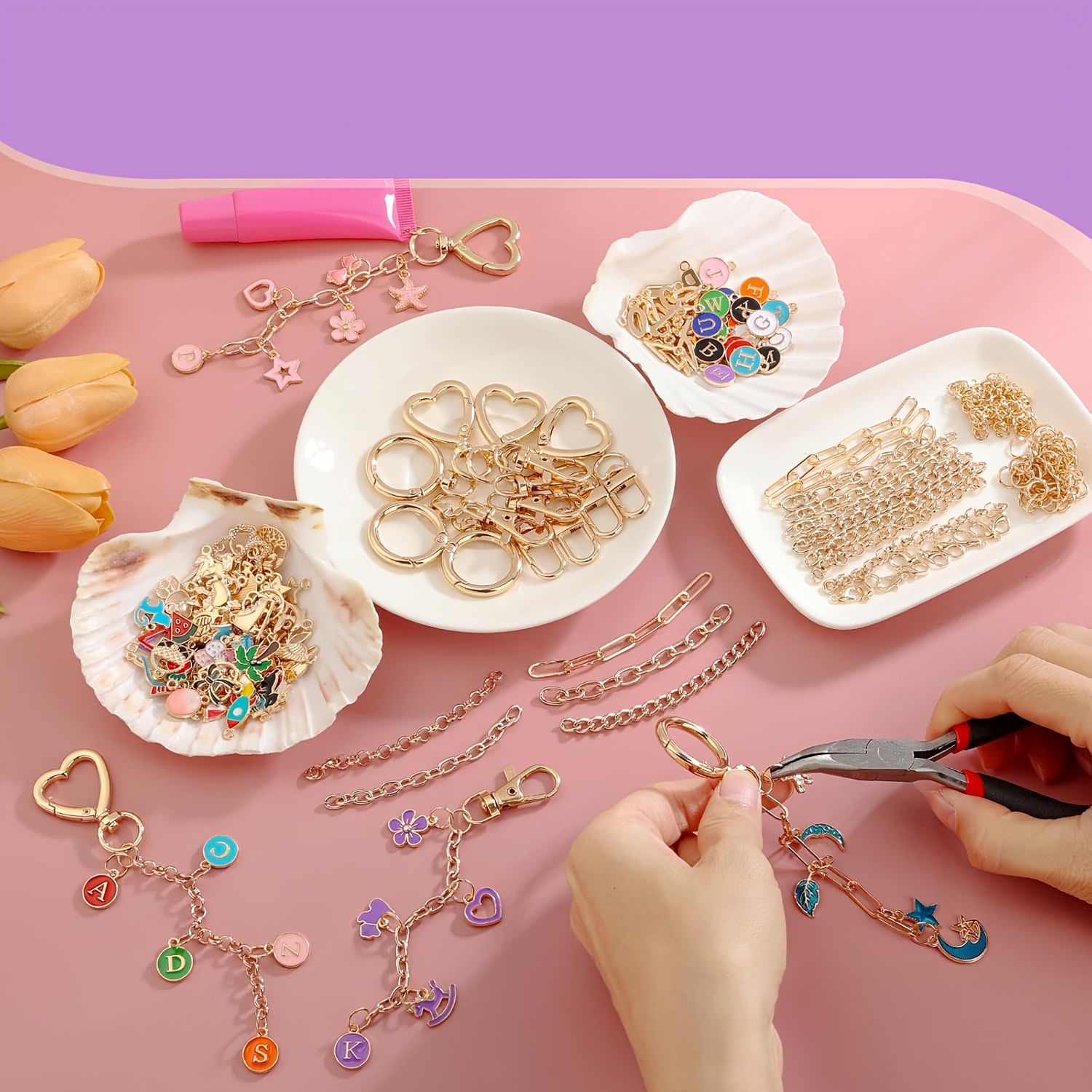 324pcs lip gloss keychain making kit craft set - Temu Mauritius
