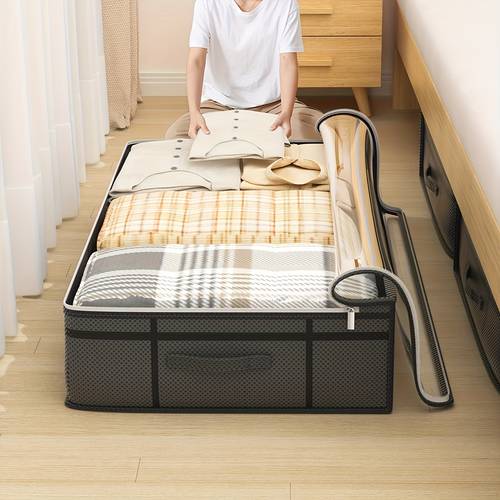 1pc of under bed storage bag transparent top non woven fabric suitable for clothing storage large capacity for home use under bed storage